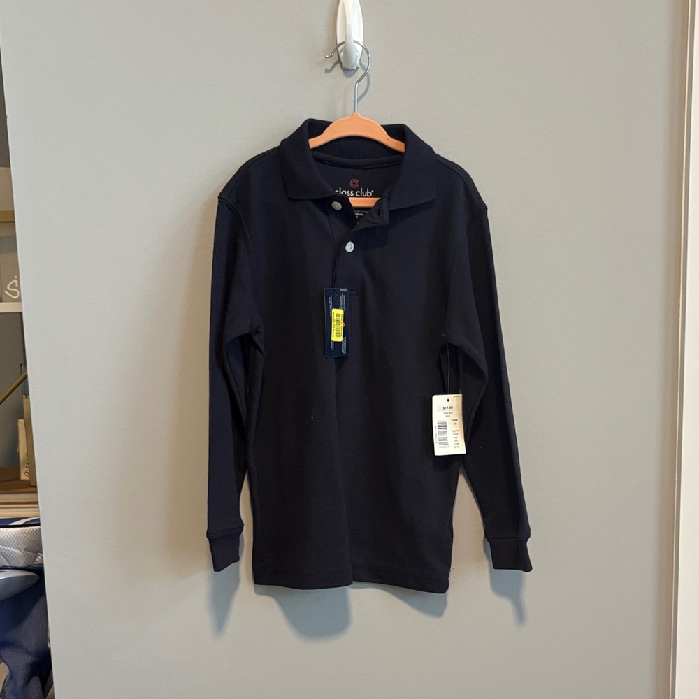NWT Navy Class Club Easy Care Long Sleeve Polo Shirt size 4/5